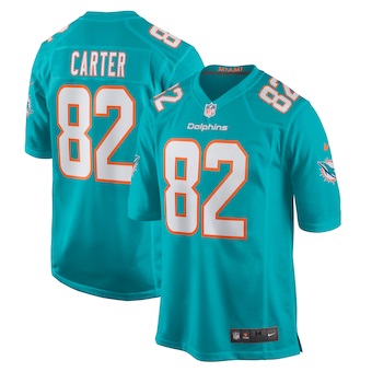 mens nike cethan carter aqua miami dolphins game jersey